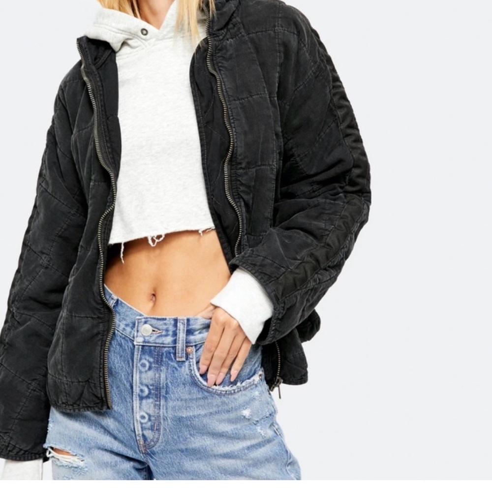 Free People Black Dolman Quilted Jacket